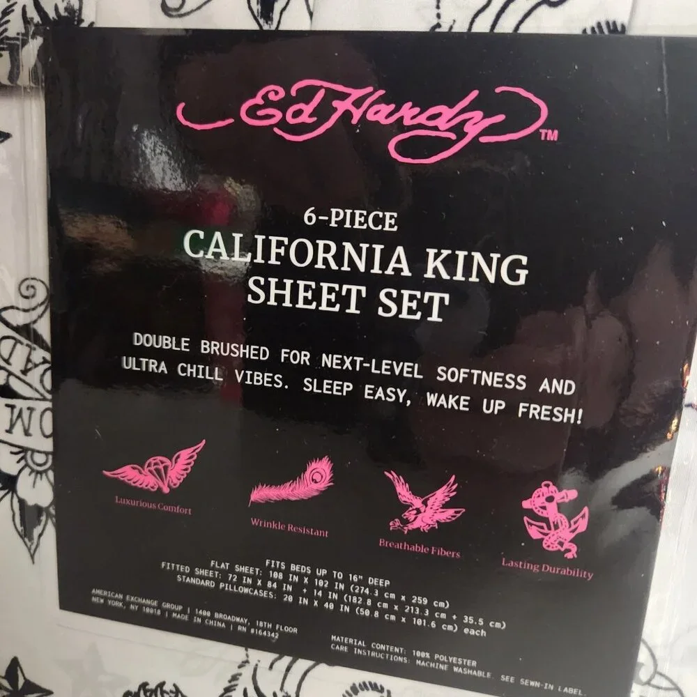 Ed Hardy 6-piece Sheet Set Tattoo Cali King Set